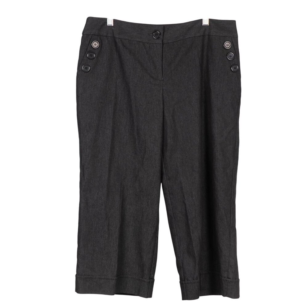 Courtenay Capri Dress Pants 14 Womens Gray Button Accent Pockets Cotton Blend - Picture 1 of 6